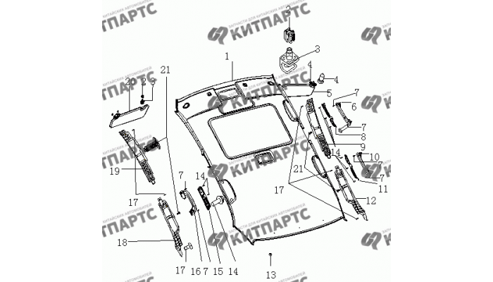 Отделка крыши с люком Geely MK